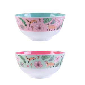 Hand Made Illustrated Fox Kids Bowl Set (Pack of 2)