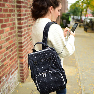 The Fashionista Mommy Bag (Black Polka)