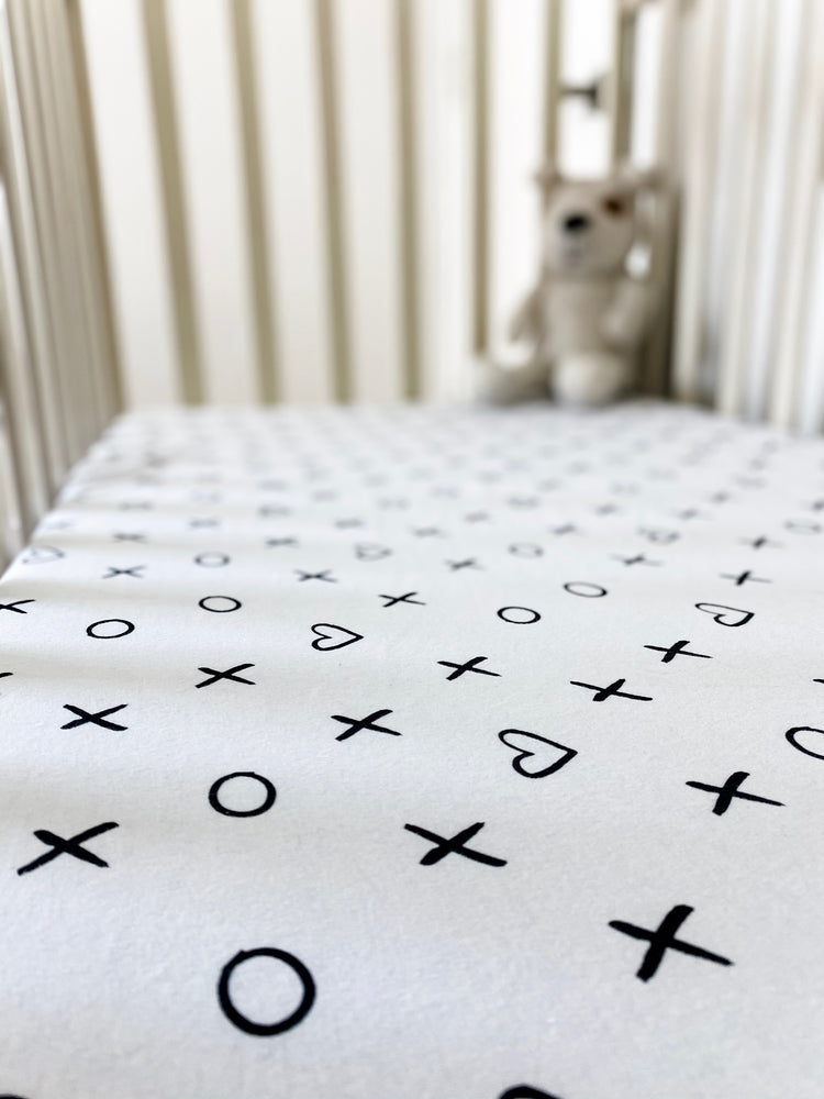 Organic Baby Crib Fitted Sheet-White Xoxo