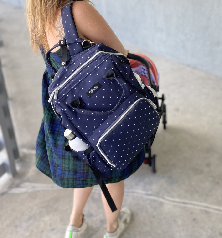 The Polka Mommy Bag (Blue Dots)