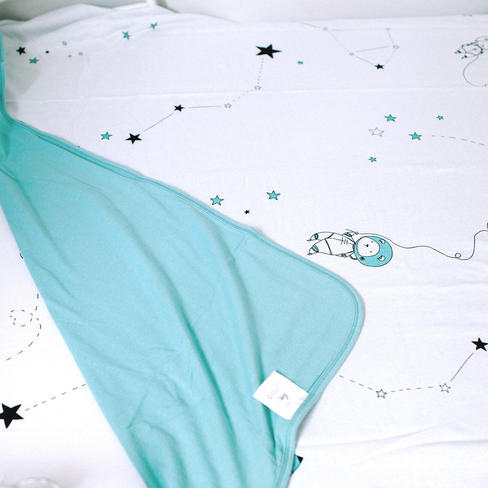 Outer Space Toddler Summer Jersey Blanket (Aqua)