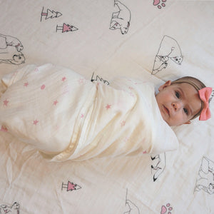 Pink Bamboo Muslin Swaddle blanket (Pack of 2)