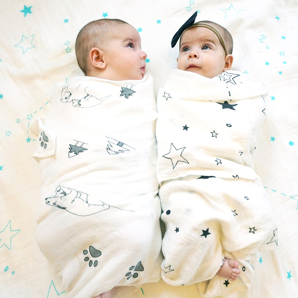 Monochrome Bamboo Muslin Swaddle blanket (Pack of 2)